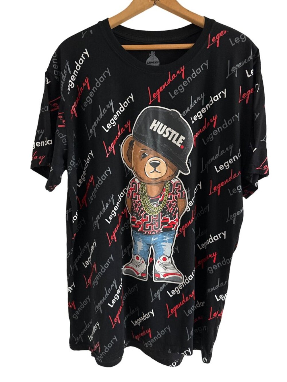 Michael Jordan Shirt Hustle Bear Gold Chain LEGENDARY 23 Bailey Apparel Size XL